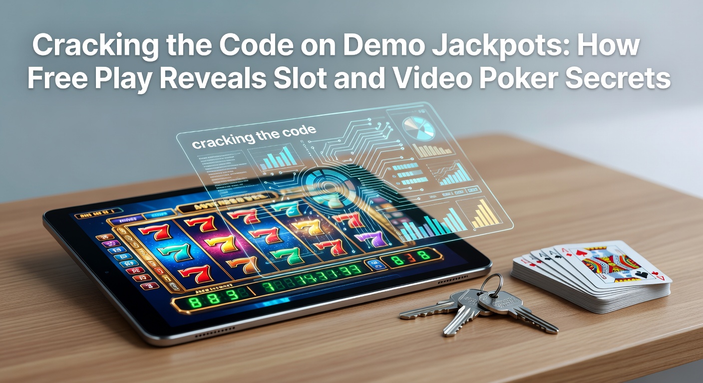 Bunte Slot-Maschine mit leuchtendem Jackpot-Display in Demo-Modus, die Freispiele und Geheimnisse andeutet