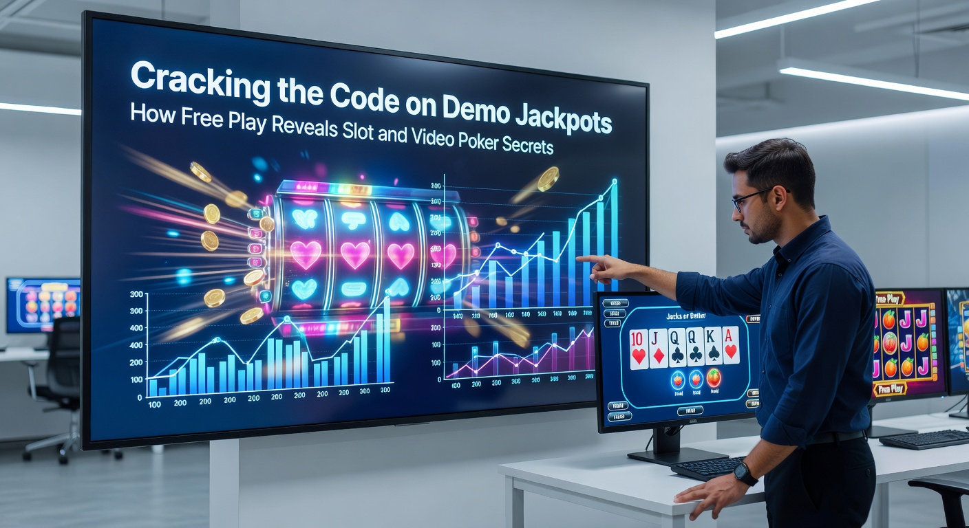 Video-Poker-Schirm mit royal flush in Demo-Modus, Kartenstrategie und Auszahlungstabelle sichtbar